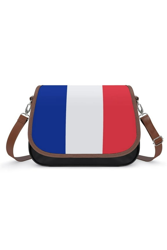 French Flags (France) Vintage Crossbody Bag for Women Medium Leather Hobo Bags Shoulder Bag Classic City Leather Satchels