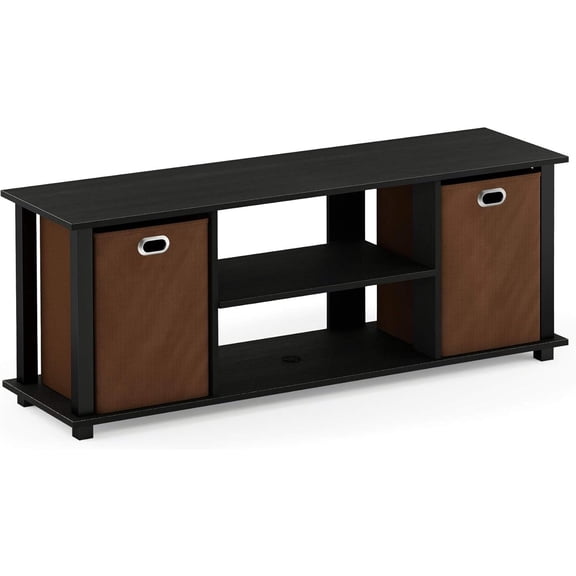 French Flair Entertainment Center With Storage Bins 41.70W x 15.80H x 11.70D Inches Americano Black Brown Multiple Color Options Stylish and Functional