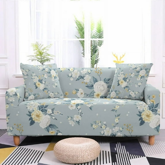 French Floral Butterfly Printed Sofa Cover Elastic Dustproof and Wrinkle Resistant Universal ration for Multi-person Sofa