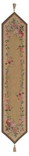 French Floral Roses Wool Tapestry Table Runner
