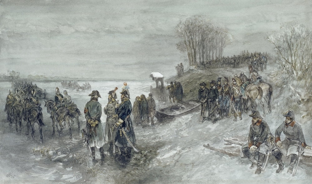 French Forces Advance Over A Frozen River Canvas Art - (36 x 24)
