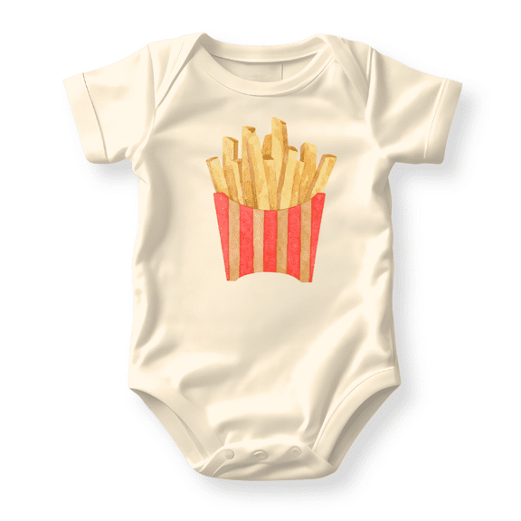 French Fries Baby Bodysuit, Newborn Outfit, Baby Clothes, Gift for Children 12m Natural