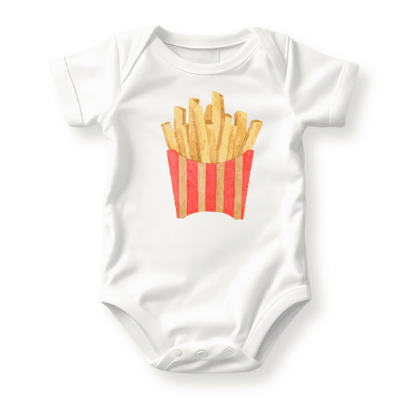 French Fries Baby Bodysuit, Newborn Outfit, Baby Clothes, Gift for Children 18m White