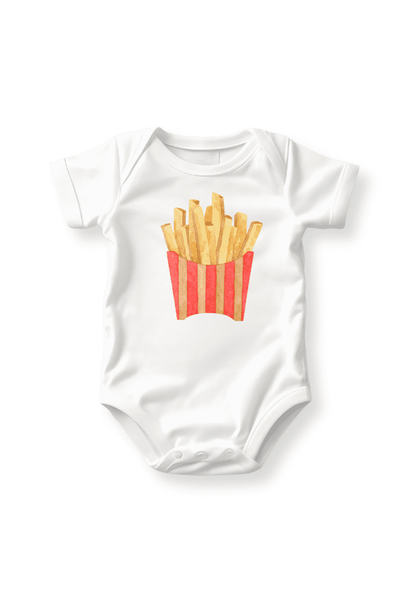 French Fries Baby Bodysuit, Newborn Outfit, Baby Clothes, Gift&nbsp;for&nbsp;Children 3-6m White