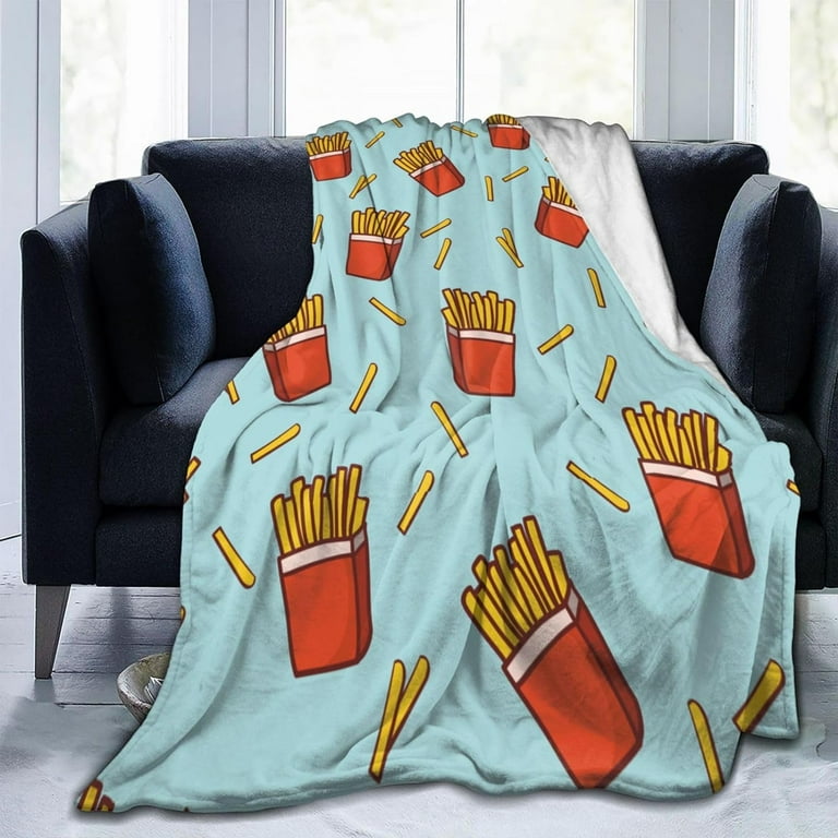 French Fries Print Microplush Blanket - 80x60 Inch, Lightweight Fleece, All Season Warmth For Couch & Bed 6 thumbnail image