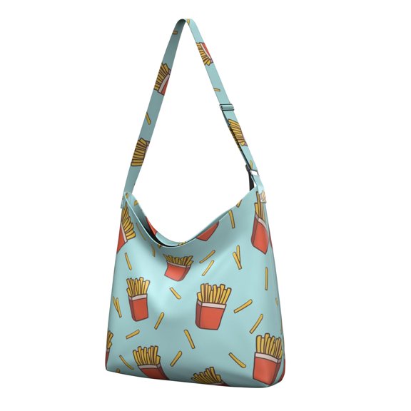 French Fries Canvas Crossbody Bag – Reusable, Eco-Friendly Tote for Fries Lovers and Snack Fans – Perfect for Daily Shopping, School, Commuting, and Carrying Books or Miscellaneous Items
