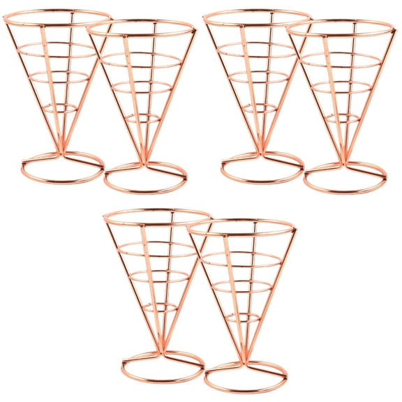 LIOOBO Stainless Steel French Fries Cone Basket 6Pcs, Ideal for Serving and Displaying Snacks