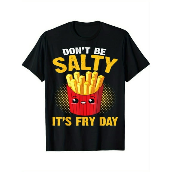 French Fries Fry Day Fast Food Pun Kawaii T-Shirt, Men's crew neck cotton T-shirt