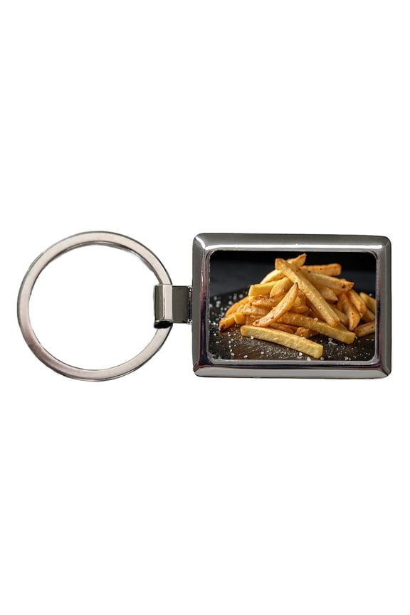 French Fries Metal Rectangle Keychain