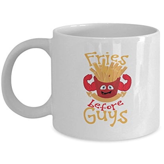 French Fries 11 oz Coffee Mug - Before Guys White Ceramic Gift