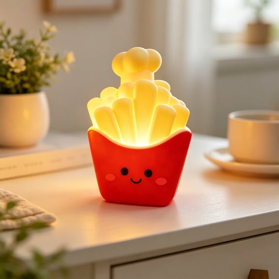 French Fries Night Light, Cute LED Bedside Lamp with Soft Warm Glow Compact Desktop Decor, Sleep Light for Bedroom Dorm Home Gift