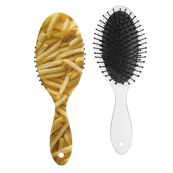 French Fries Paddle Hair Brush - Gentle Detangler with Round-Tip Bristles for Smooth, Frizz-Free Hair, No-Pull Comfort for All Hair Types (Wet/Dry), Cute & Tasty Design for Women & Stylists