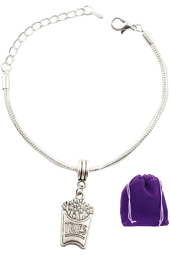 French Fries Snake Chain Charm Bracelet