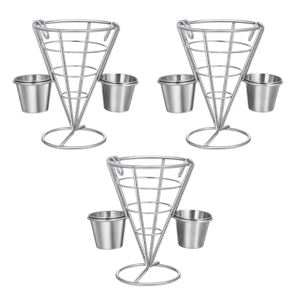 French Fries Stands 3Pcs French Fries Mesh Stand Cone Shape Food Holder