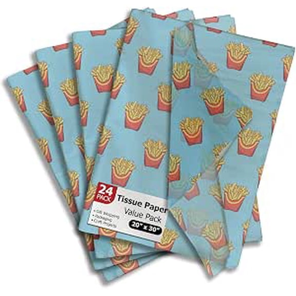 French Fries Tissue Paper, 24 Sheets, 20 x 30 Inches Gift Wrap Tissue Paper