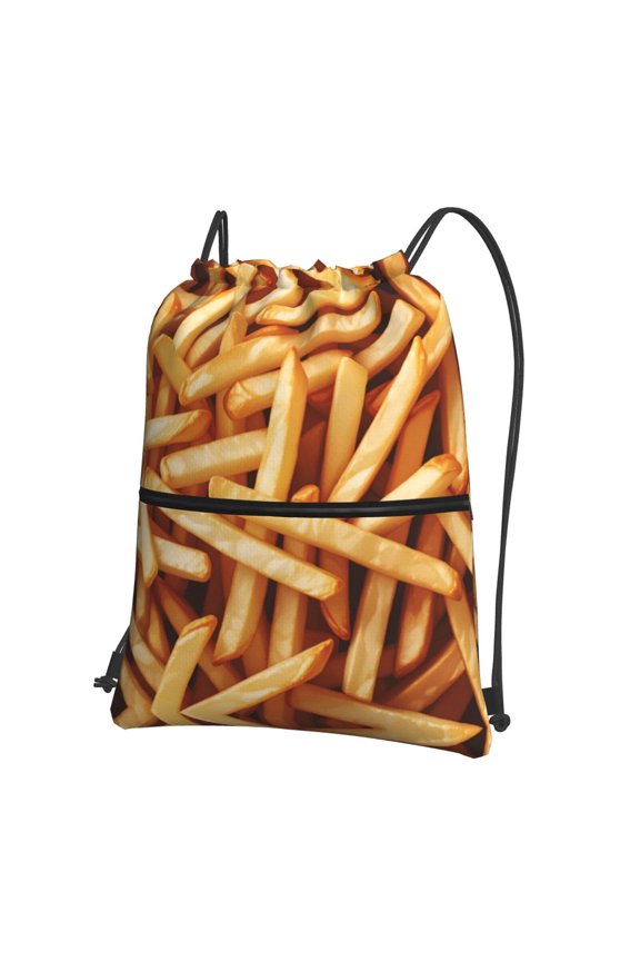 French Friespattern Print Drawstring Backpack Bag Water Resistant Yoga Shopping Cinch Bag Sackpack For Men Women