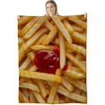 thumbnail image 1 of French Fry Blanket for Kids and Adults, Flannel Blankets, Fried Potato with Ketchup Throw for Sofa Couch Bed Living Room Soft Warm Cozy Food Decor Gifts, Single-Sided Printing, 60x80 Inches, 1 of 8