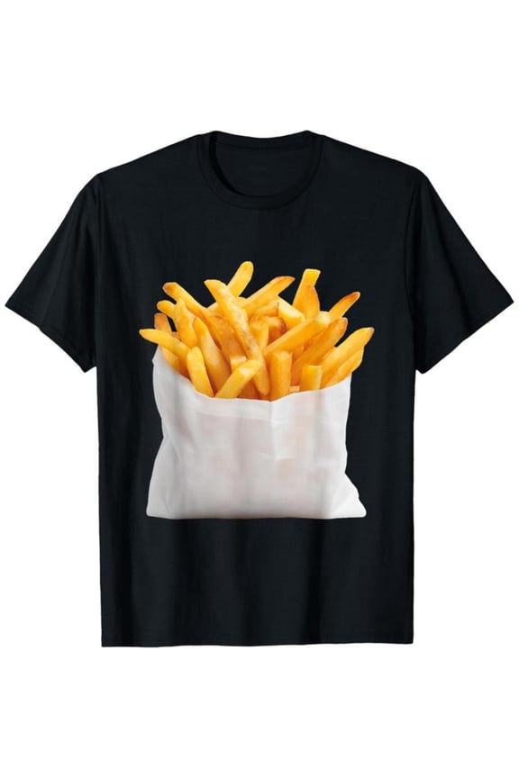French Fry Costume Tee Funny Food Design T Shirt Playful Graphic Tees Comfort Top Soft Casual Black S-5XL
