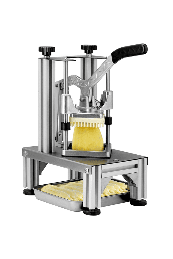 French Fry Cutter 4 Blades, Potato Cutter for Fries 1/4 & 3/8 Inch, Vegetable Chopper Dicer Slicer Corer, Lemon/Potato Cutter with Tray & Handle