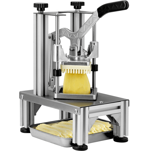French Fry Cutter 4 Blades, Potato Cutter for Fries 1/4 & 3/8 Inch, Vegetable Chopper Dicer Slicer Corer, Lemon/Potato Cutter with Tray & Handle