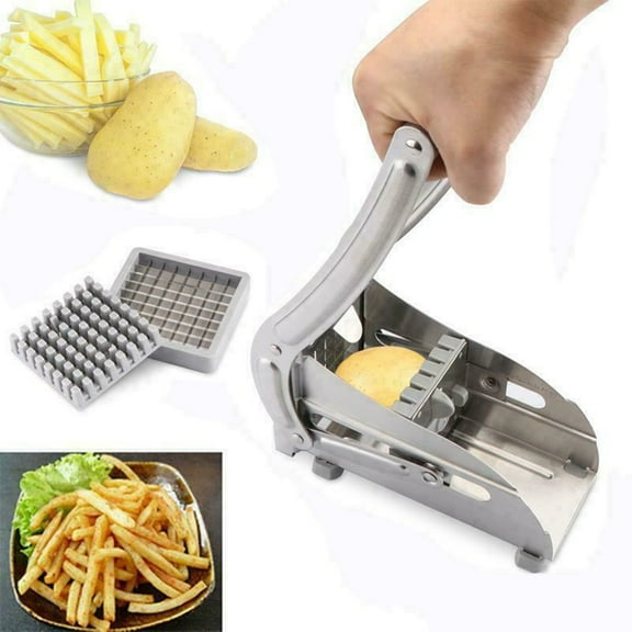 French Fry Cutter Potato Slicer Stainless Steel Potato Cutter, French Fries Cutter Includes 2 Blade Size Easy to Clean