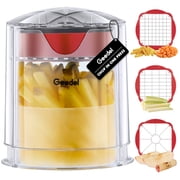 French Fry Cutter, Professional Home Style Onion Chopper, Vegetable Chopper Dicer Manual, Easy to Clean, Ultra Sharp Blades Thick-Strip Fry Cutter Apple Slicer and Corer, 3 Blades