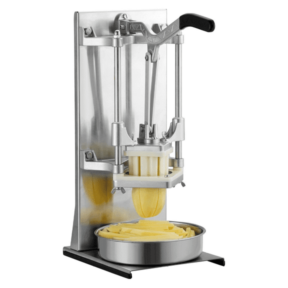 French Fry Cutter Vegetable Chopper, 4 Blades - 1/4" & 3/8" Fries, 6-Wedge Slicer/Corer, Potato Lemon Dicer for Home Kitchen, Stainless Steel Extended Handle