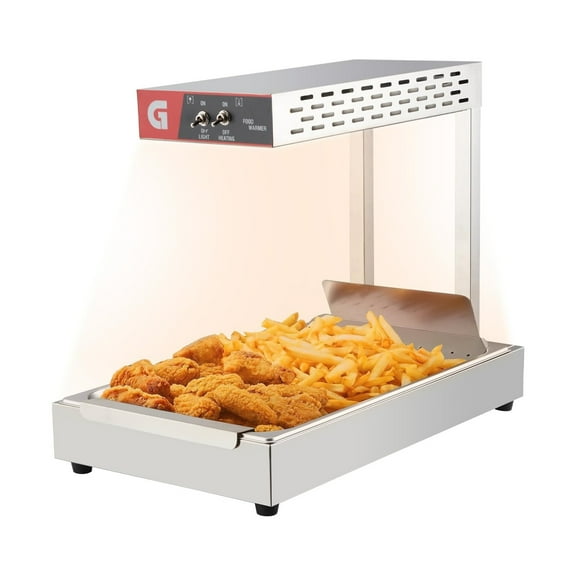 French Fry Warmer, 750W Commercial Heat Light Food Warmer, Electric Food Warmer with Free-Standing Warming Light, Countertop Fries Food Warmer for Parties Kitchen Restaurant Buffe