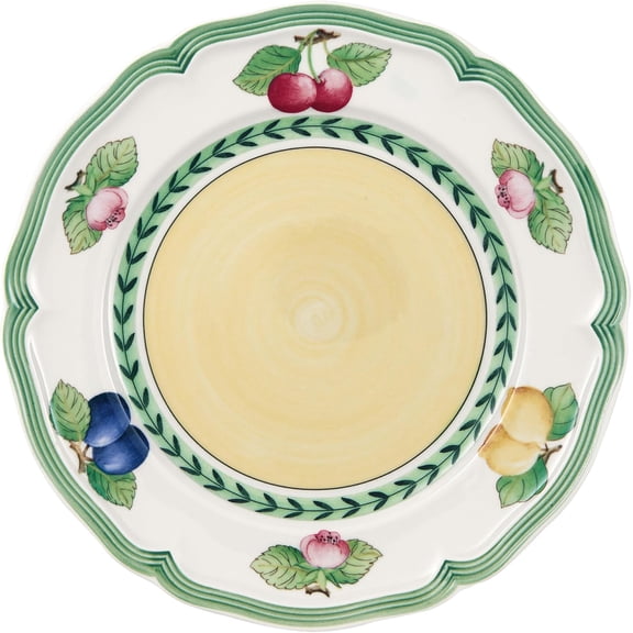 French Garden Fleurence Salad Plate, Premium Porcelain, White/Multicolored