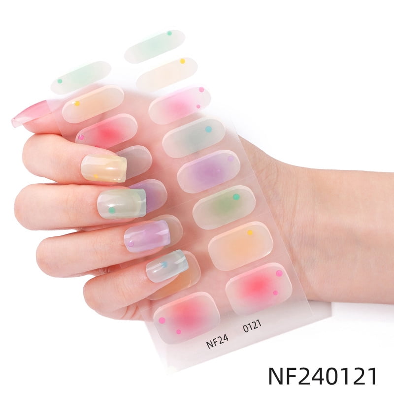 French Gel Nail Stickers, Hot Stamping, Onion Powder, Heat Lamp Hardening, Semi-Cured Nail Stickers - Nf240121