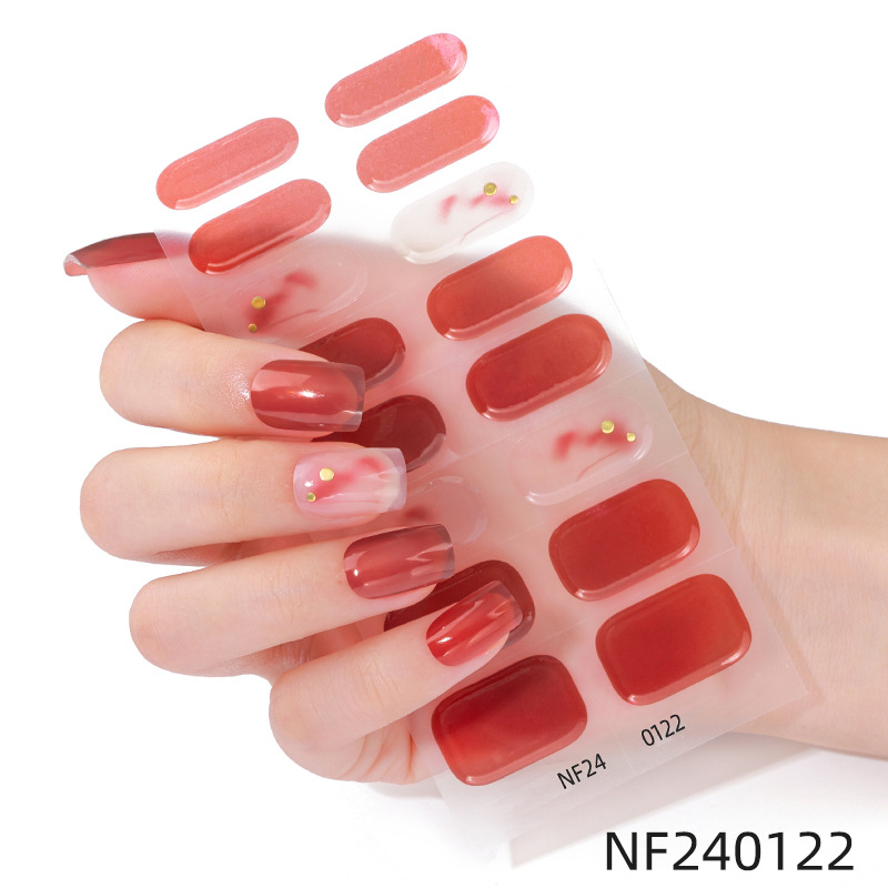 French Gel Nail Stickers, Hot Stamping, Onion Powder, Heat Lamp Hardening, Semi-Cured Nail Stickers - Nf240122