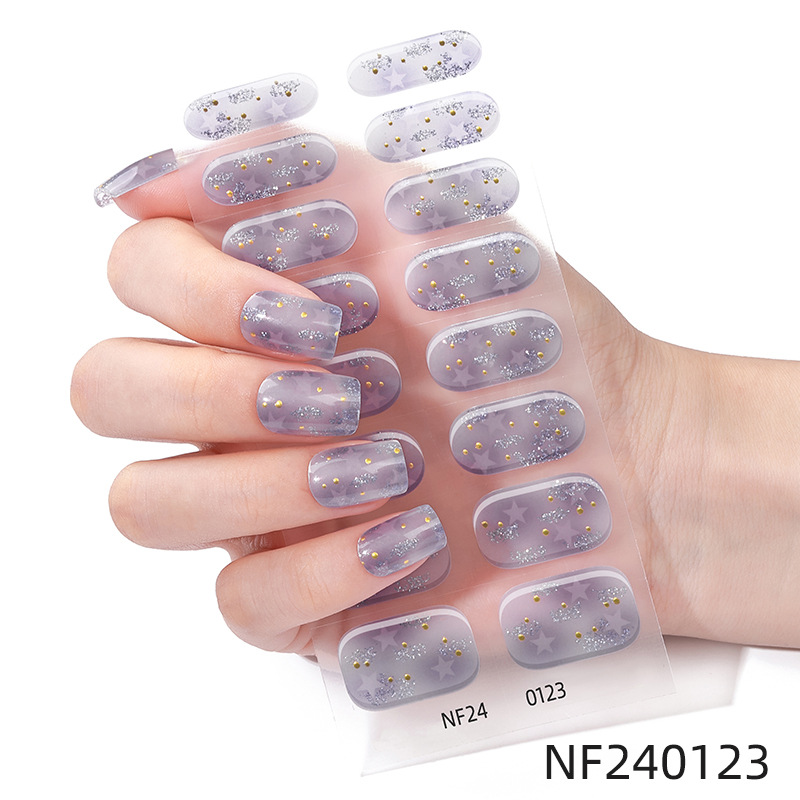 French Gel Nail Stickers, Hot Stamping, Onion Powder, Heat Lamp Hardening, Semi-Cured Nail Stickers - Nf240123