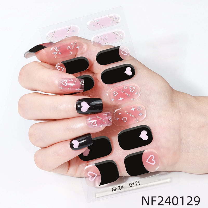French Gel Nail Stickers, Hot Stamping, Onion Powder, Heat Lamp Hardening, Semi-Cured Nail Stickers - Nf240129