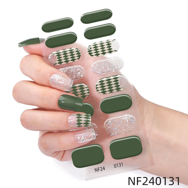French Gel Nail Stickers, Hot Stamping, Onion Powder, Heat Lamp Hardening, Semi-Cured Nail Stickers - Nf240131