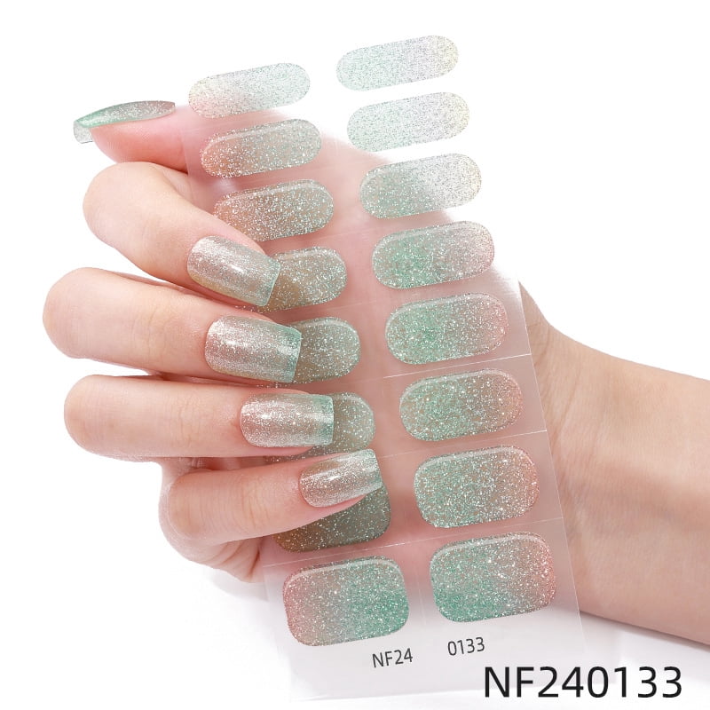 French Gel Nail Stickers, Hot Stamping, Onion Powder, Heat Lamp Hardening, Semi-Cured Nail Stickers - Nf240133