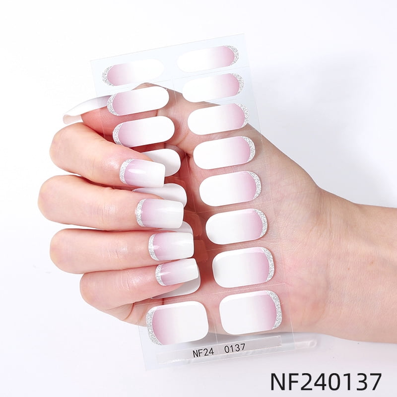 French Gel Nail Stickers, Hot Stamping, Onion Powder, Heat Lamp Hardening, Semi-Cured Nail Stickers - Nf240137