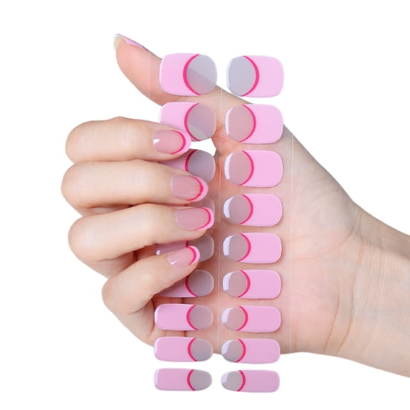 French Gel Nails Stickers Gradient Nails Polish Strips Manicures Stickers Wraps Semi Cured Gel Strips
