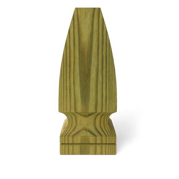 Island Post Cap French Gothic Post Finial for 4x4 Wood Posts, Treated Pine Decorative Post Top Accent with Pre-Installed Dowel Screw, 1 Piece