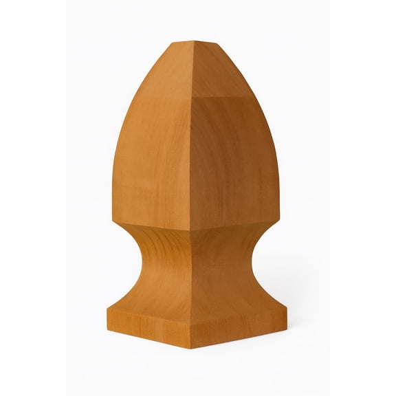 Island Post Cap French Gothic Post Finial for 4x4 Wood Posts, Western Red Cedar Decorative Post Top Accent with Pre-Installed Dowel Screw, 1 Piece
