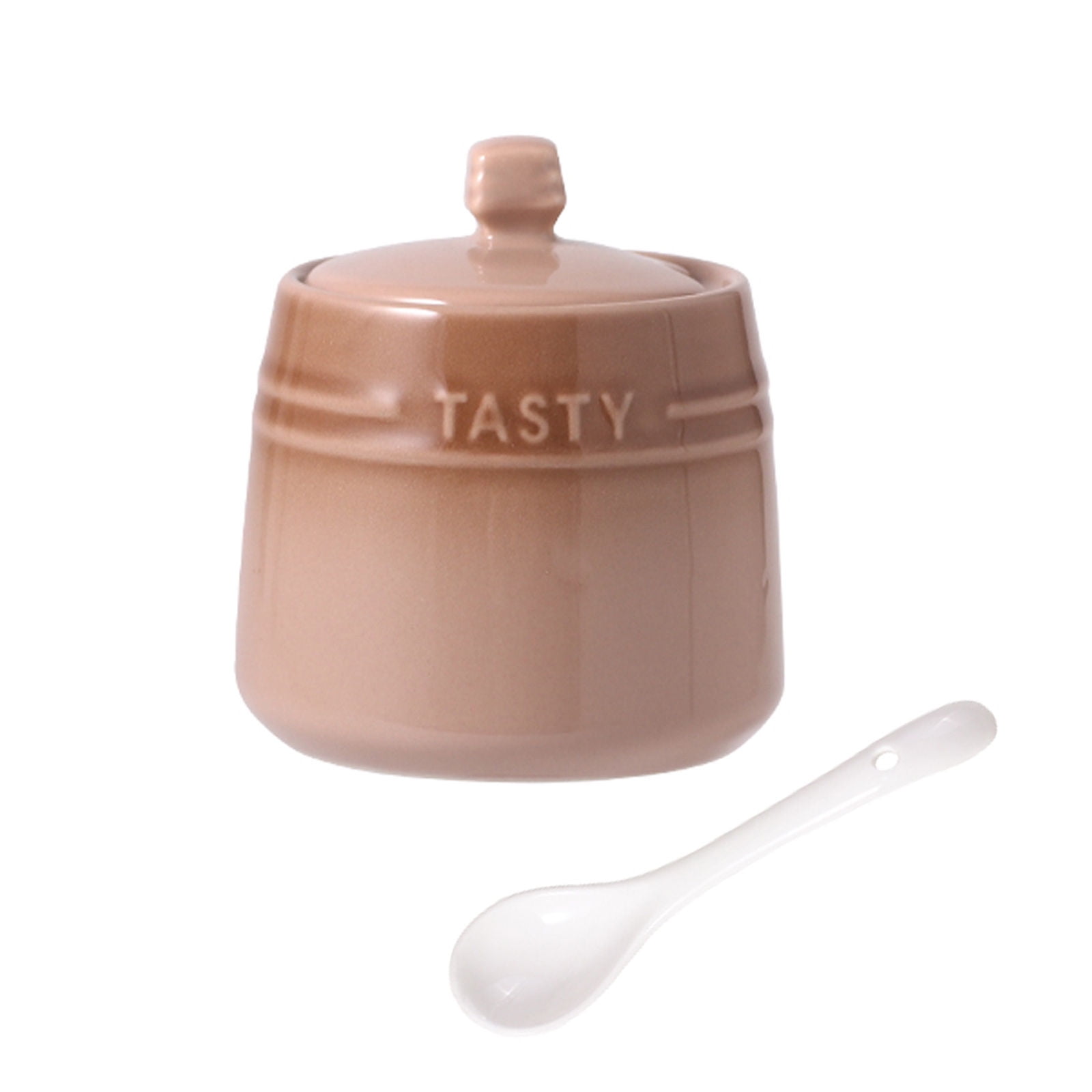 French Gradient Ceramic Sugar Pot With Lid, Solid Sugar Bowl With Spoon