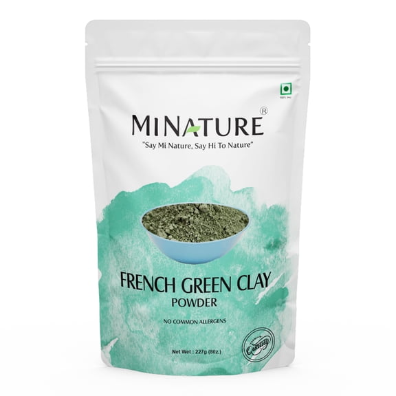 French Green Clay powder by mi nature | 227g(8 oz) (0.5 lb) | Montmorillonite Clay | Facial Care | Skin care