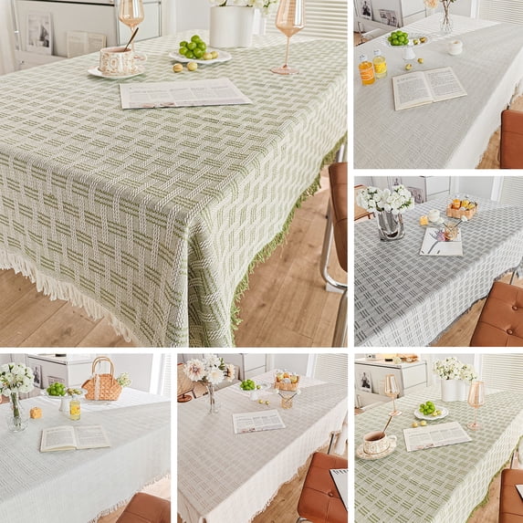 French Grid Tablecloth, Checkered Woven Table Cover for Dining Table ...