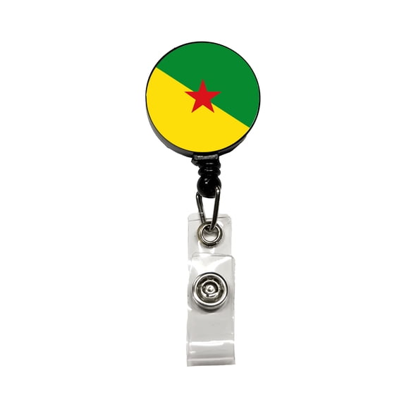 French Guiana Country Flag Retractable Reel ID Badge Key Card Name Tag Holder with Clip