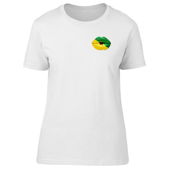 French Guiana Flag Pocket Lips T-Shirt Women -Image by Shutterstock, Female Small