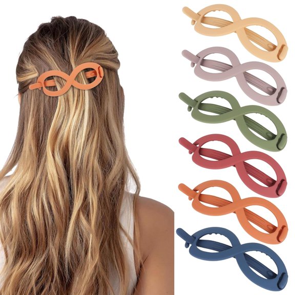 French Hair Barrette Clips for Women Girls Vintage Matte Crossover Non Slip Hair Clips for Thick Thin Long Short Hair, Stylish Hair Accessories, 6 Pack