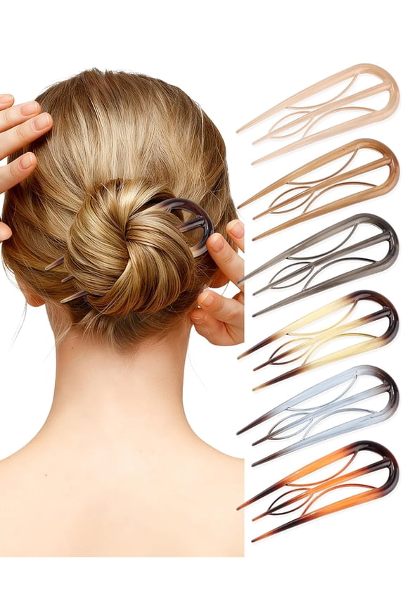 French Hair Pin for Women - U-Shaped Hair Fork for Updos, Chignons & French Twists, Durable Acrylic, Secure & Elegant Styling for All Hair Types