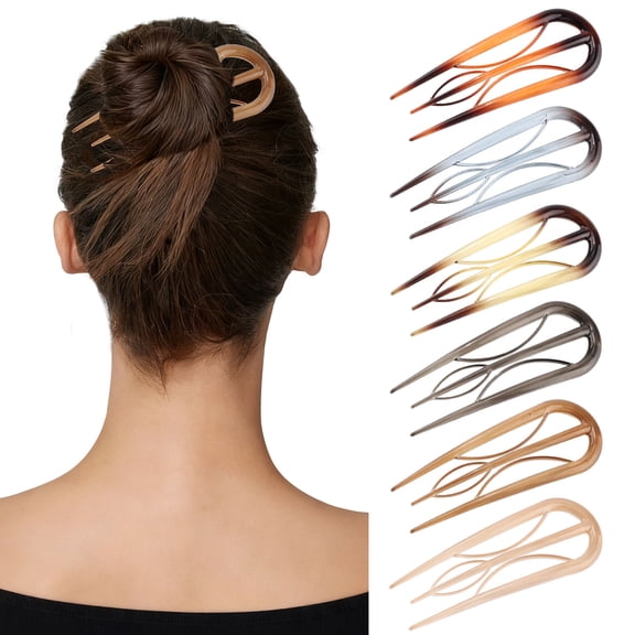 French Hair Pin for Women - U-Shaped Hair Fork for Updos, Chignons & French Twists, Durable Acrylic, Secure & Elegant Styling for All Hair Types