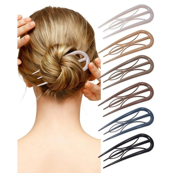 French Hair Pin for Women - U-Shaped Hair Fork for Updos, Chignons & French Twists, Durable Acrylic, Secure & Elegant Styling for All Hair Types