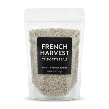 French Harvest Celtic Style Grey Sea Salt, 14 oz, Coarse Grain, Mineral-Rich, Resealable Bag, Kosher, Non-GMO, Allergen Free