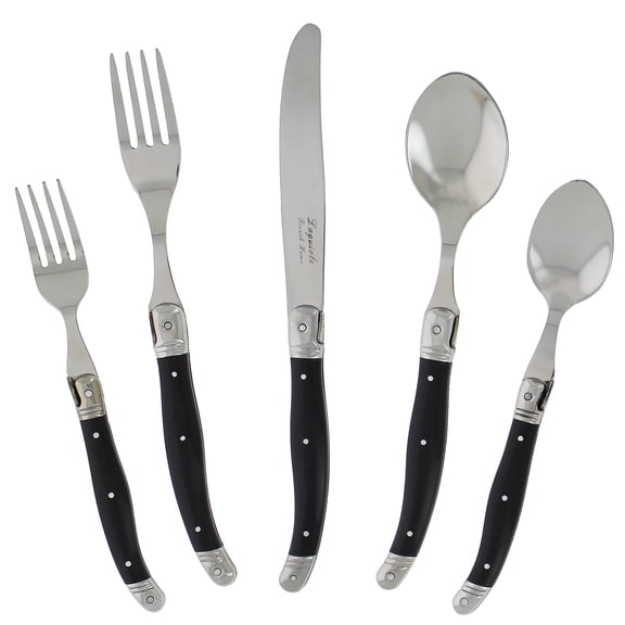 French Home Laguiole 20 Piece Stainless Steel Flatware Set, Service for 4, Black Onyx
